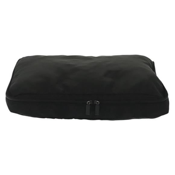 PRADA Travel Pouch Nylon Black Silver Auth hk2906